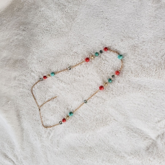 Bright gold beaded long necklace - Picture 2 of 6